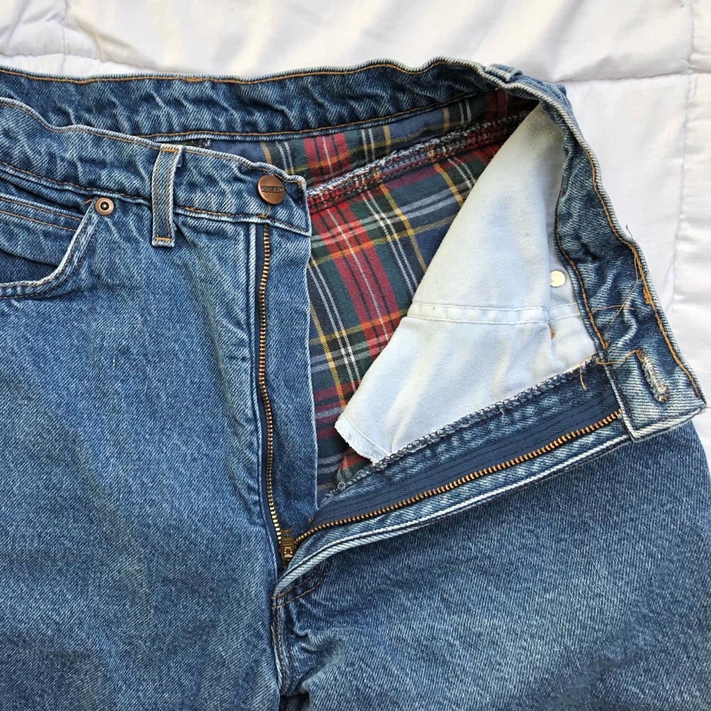Flannel lined mom jeans